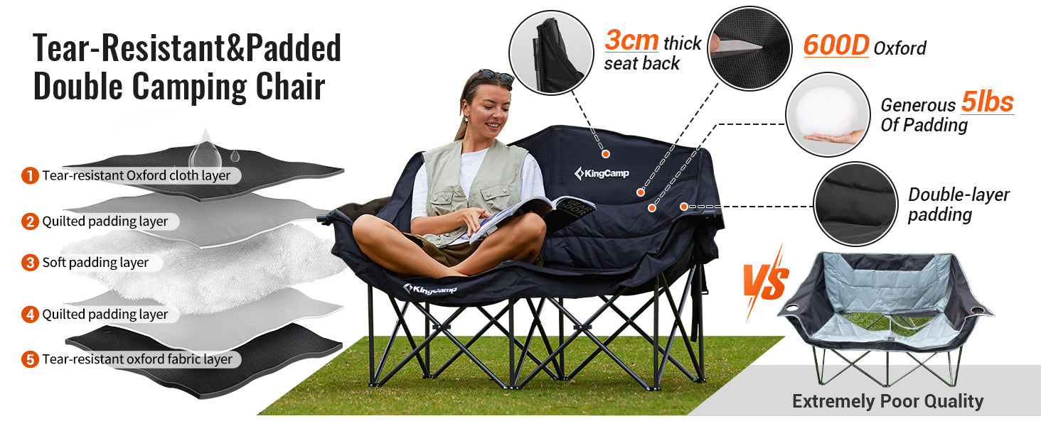 KENITUSA Oversized Camping Loveseat for Two – Lava Grey