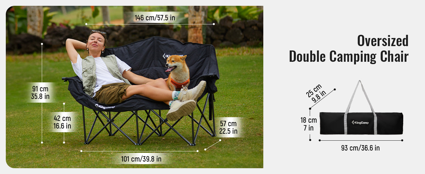 KENITUSA Oversized Camping Loveseat for Two – Lava Grey